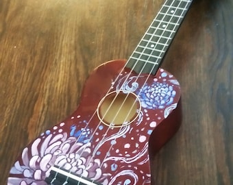 Chrysanthemum Hand-Painted Ukulele