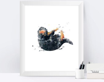 Niffler Print The Niffler Watercolor Fantastic Beasts Where to Find Them Newt Scamander Harry Potter Gift Art Hogwarts Instant Download