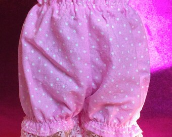 PINK with WHITE Dots BLOOMERS Made For 12 to 14.5" Slim Dolls Like Wellie Wishers Doll Clothes, Panties BL20