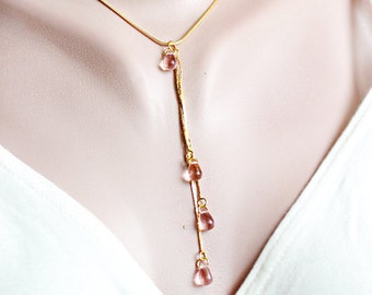 pink bridal necklace bridesmaids gifts summer wedding necklace pink jewelry boho wedding pink bridesmaids jewelry gifts rose gold bridal Y27