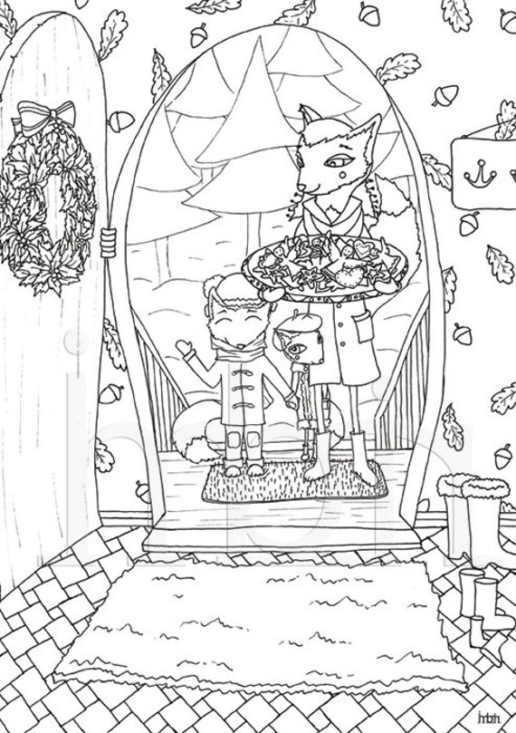 Items similar to Christmas  Colouring  pages  Fox  family 