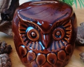 Denmead Pottery Owl Money Bank With Original Stopper 1960's ~ Reduced