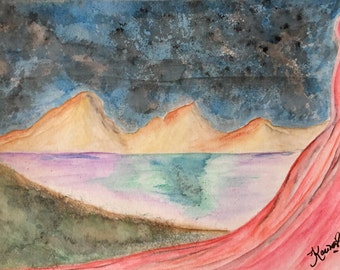 Illustration in watercolor "Unite with the night"