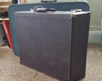 Vintage Leather Traveling Salesman Suitcase w/keys Storage, Display Case