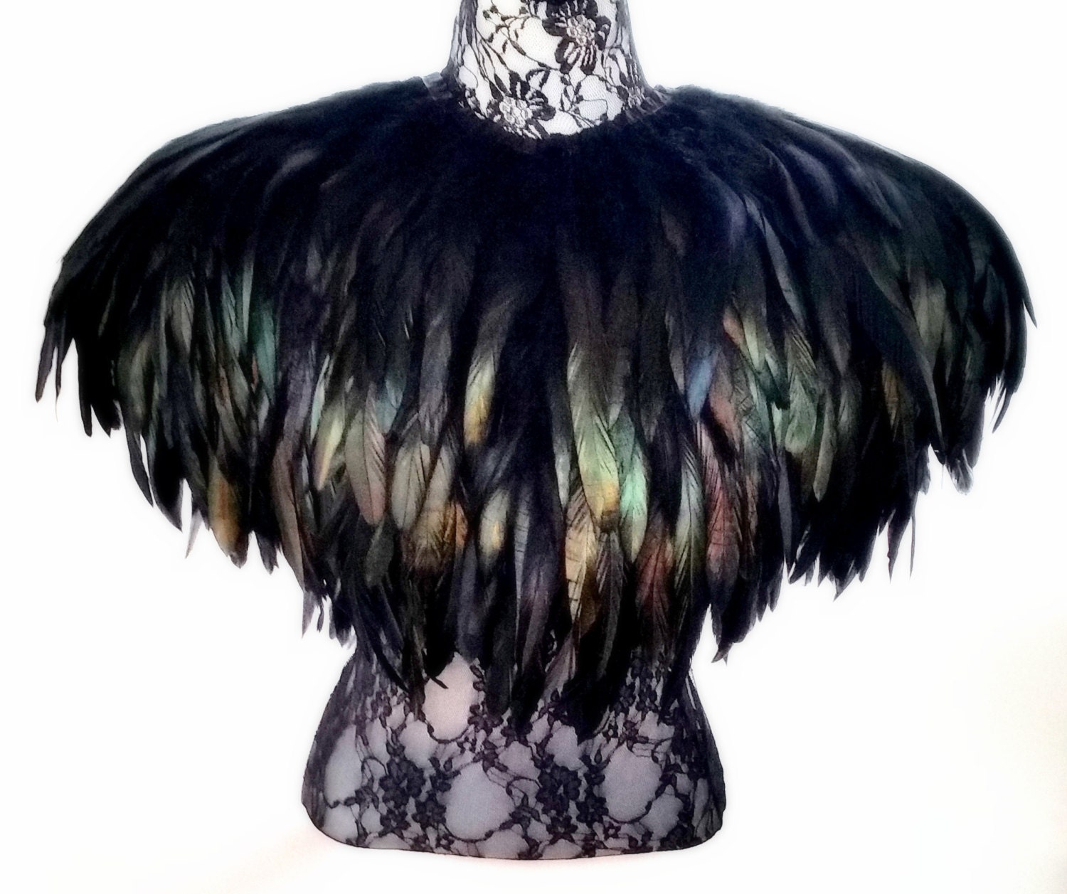 Black feather cape. Large made to measure cape of beautiful