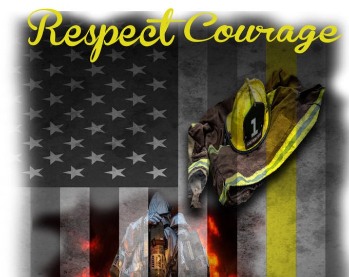 Respect, Courage, Firefighter shirt, great gift for firemen, a thin yellow line, upcycled shirts, shirts for firefighters, american flag,