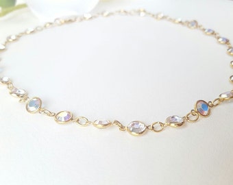 MAJESTIC • Swarovski iridescent crystal chain | Gold Plated •