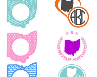 Ohio SVG State Monogram, Ohio Monogram Frames, Monogram state vector, Home, Eps, Svg, Cdr, Dxf, Dwg, Jpg, Png, Studio3. Ohio clipart files