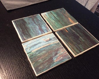 Watercolor wood patterned Ceramic coasters