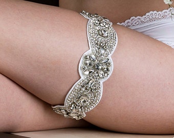 Luxury Wedding Garter Rhinestone Crystal Diamond Couture Bridal Garter Sparkling Bling Garter "Aphrodite"
