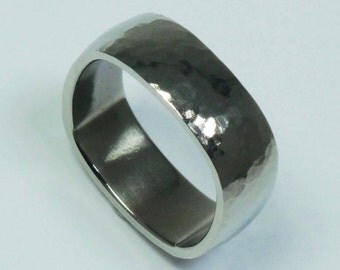 Titanium ring. Hammered and polished titanium men's ring. Titanium ring for men. Titan ring.