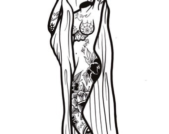 A4 Tattooed Lady Print
