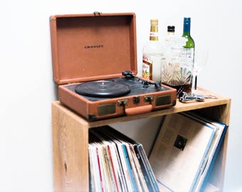 Record Player Stand - Wood Bookcase - Record Storage - Open Bookcase - Vinyl Record Storage Shelf - Media Console - Modern Storage Unit