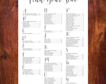 Modern Script 4 Wedding Seating Chart Printable