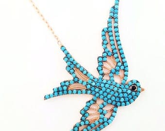 Blue bird necklace, stunning,silver,gorgeous gift
