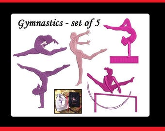 Gymnastics Embroidery Design - 5 designs - Machine Embroidery - INSTANT DOWNLOAD