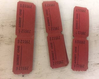 12 Vintage RED Carnival Tickets for altered art mixed media