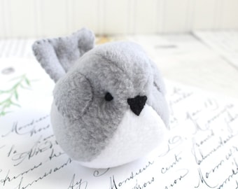 Light Gray Handmade Bird Stuffed Animal Childrens Fleece Bird READY TO SHIP