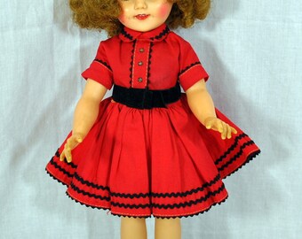 Ideal Shirley Temple Doll ST-15-NVinyl Original Red Dress Socks and Shoes Panties 1950s 1960s