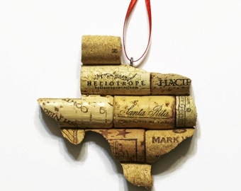 state ornament - texas ornament - cork ornaments - wine cork ornaments - wine gifts - christmas ornaments - window ornament - ornaments