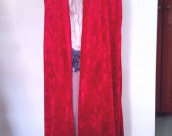 handmade red velvet cloak, velvet look, elven cloak, strawberry burgundy colour, hooded cloak, medieval cloak, medieval costume