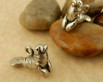 2 Vintage Pewter Manatee Charms for jewelry making