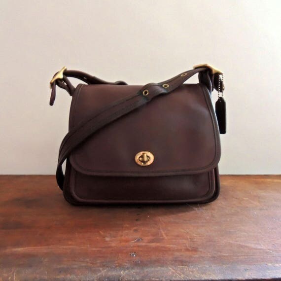 Vintage Coach Rambler Legacy Brown Leather Cross Body Bag