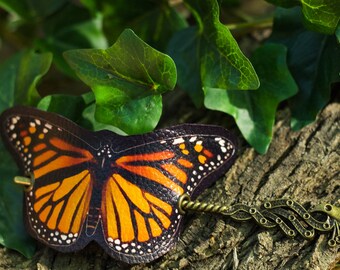 Monarch Butterfly Hair Barrette in Vegan Leather