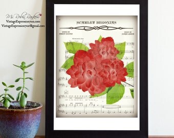 Grateful Dead, Scarlet Begonias, on Original Lyric Song Music Sheet, Print