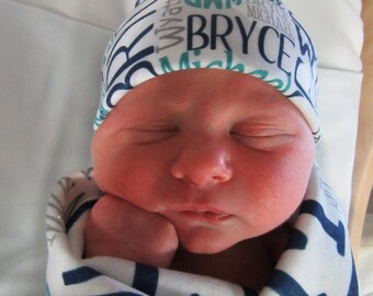 Personalized Baby Hat, Monogrammed Baby Hat, Photo Prop, Newborn, Baby Gift - Match ANY blanket!