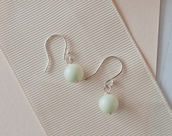 Green Drop Earrings, Green Bridesmaid Earrings, Green Pearl Earrings, Green Earrings, Green Pastel Wedding, Green Bridesmaid Jewellery