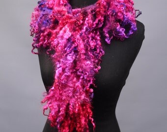 Felted Pink Boa - Faux Fur Stole - Felted Wool Stole - Winter Wool Wrap - Festival Scarf Women's - Faux Fur Wrap - Unique Women's Scarf