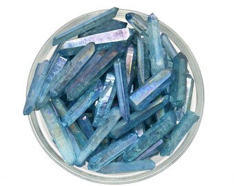 Heavenly! 1 AQUA AURA Quartz DT Rough Point Specimen Double Terminated Healing Crystal and Stone Iridescent Blue Stress Relief #AA22