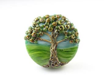 Large Lampwork Glass Blossom Tree Focal Bead