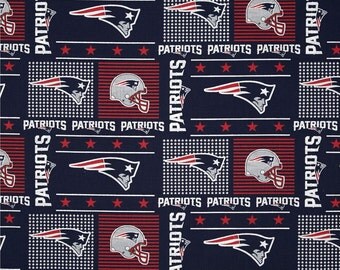 NFL Fabric, New England Patriots Football, Patriots Patch, Cotton Broadcloth Fabric - By the Half Yard