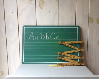 Vintage Green Chalkboard, Set of Green Schoolhouse Chalkboard, Script writing lines.