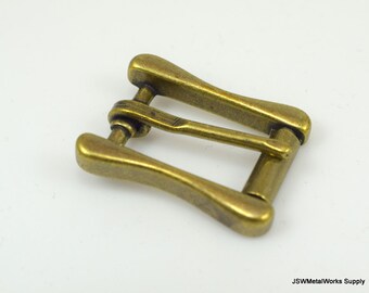 Small Antiqued Brass Belt Buckle, 1.25 x 1 inches