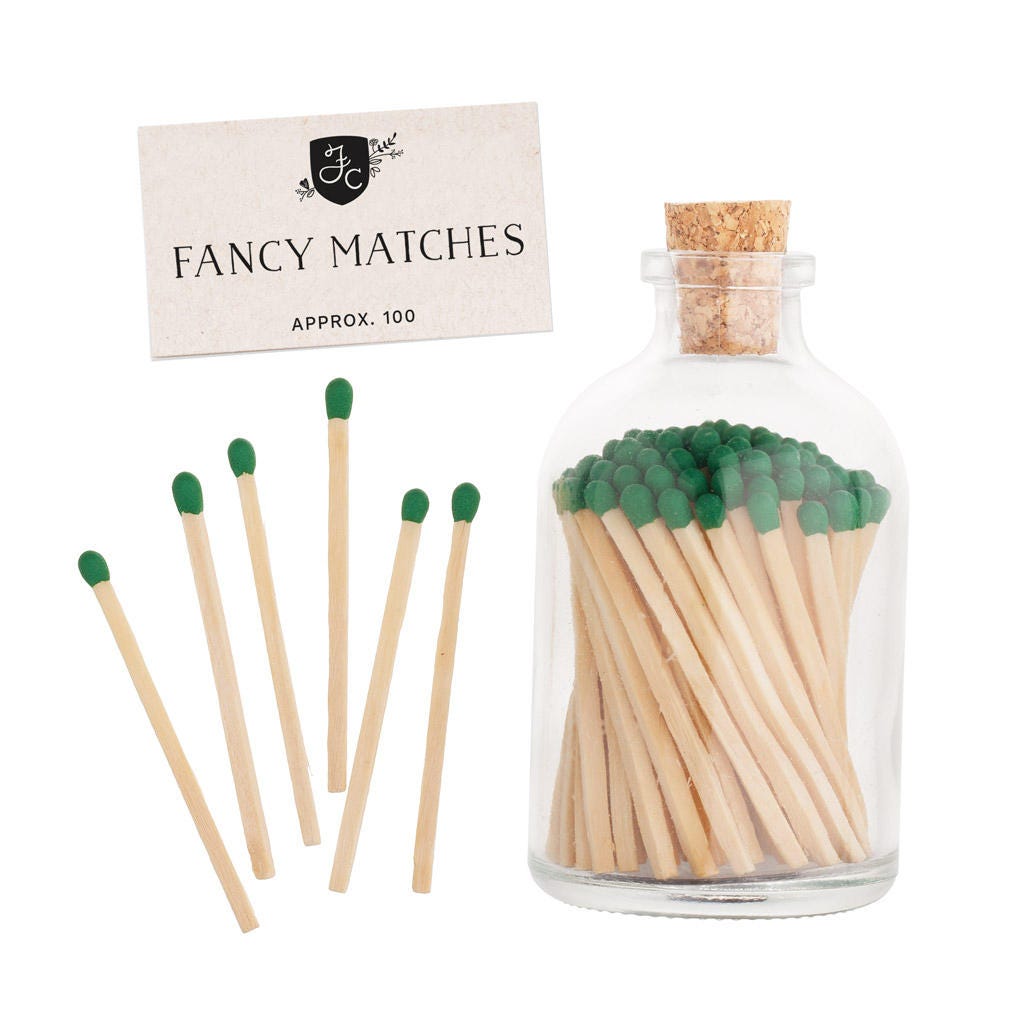 Forest Matchstick Jar™ with Forest Green fancy colored