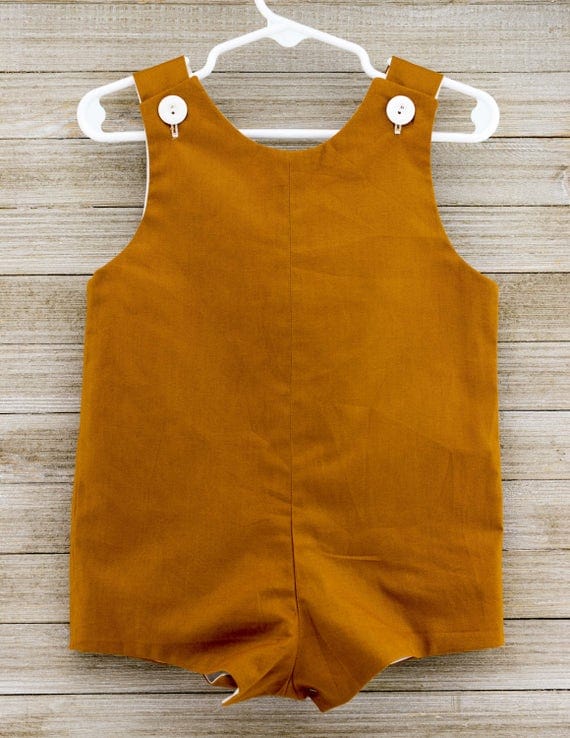 Custom made Brown Jon Jon/ Romper. Perfect for a day of play, on the farm or in the woods!