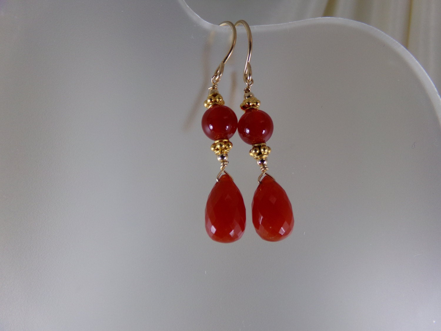 Carnelian Earrings Dangle Earrings 14k Gold Filled Gemstone 3418