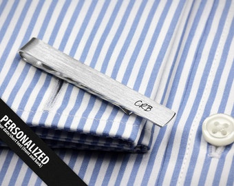 Monogram tie clip - Wedding Tie Clip personalized - Father of the bride tie clip - Skinny Tie Clip sterling silver