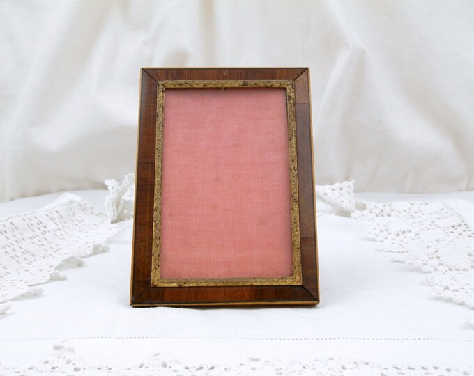 Small Antique French Mahogany Veneer Wood and Gilded Metal Frame, Portrait, French Decor, Chateau, Chic, Decor, Shabby Brocante, Retro, Gift