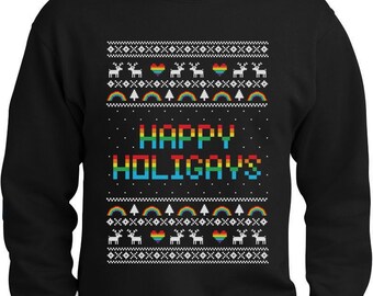 Happy Holigays Ugly Christmas Sweater Men's Crewneck Sweatshirt