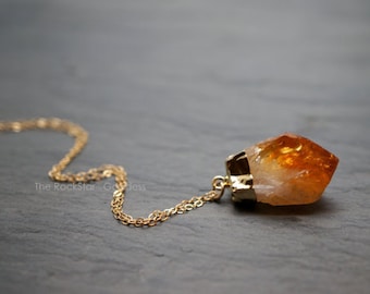 Citrine Necklace ⊿ Raw Citrine ⊿ Citrine Crystal ⊿ Gold Citrine ⊿ Citrine Pendant ⊿ November Birthstone