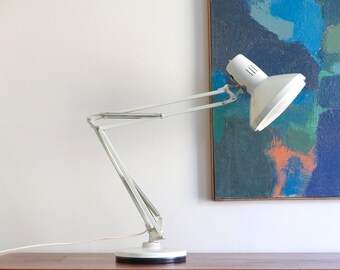Huge Industrial Adjustable Desk Lamp / Task Light / Workshop Lamp / Loft / Factory Office, 1950s vintage design mid century modern grey
