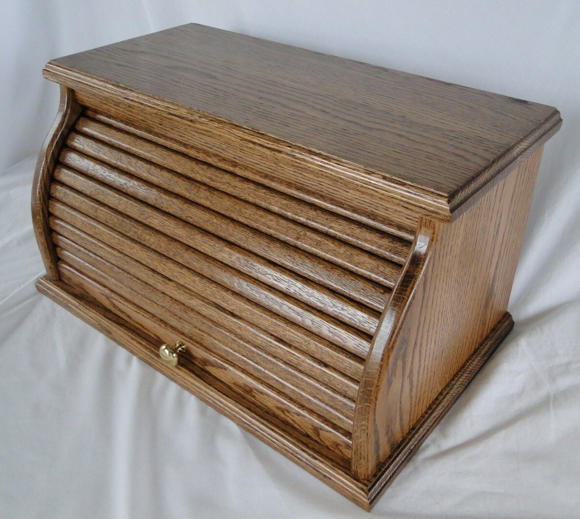 Oak Roll Top Bread Box Warm Brown Stain