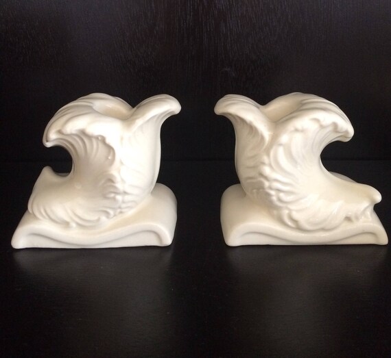 Mid Century Candlestick Holders Art Deco Candle HoldersWhite