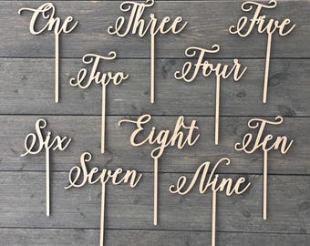 Wood Table Numbers with Sticks, Style 2, Wedding Table Numbers, Wood Numbers, Escort Cards, Table Decoration, Centerpieces