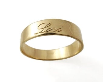 Gold name ring. name ring. Unisex ring. 5mm name ring. Gold ring. word gold ring. Personalized ring. Personalized gold ring. (gfe6417- 1748)