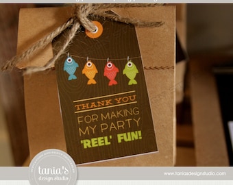 Gone Fishing - The Big One - Birthday Favor Tags - Instant Download - by Tania's Design Studio